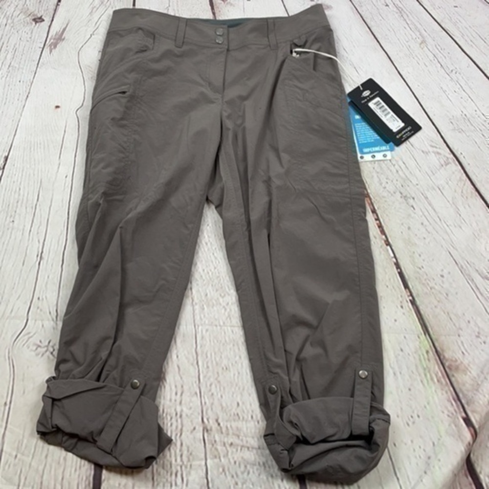 NWT exofficio gray cropped hiking pants spf convertible to shorts size 6